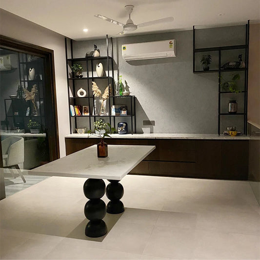 Dining table with micro concrete top 