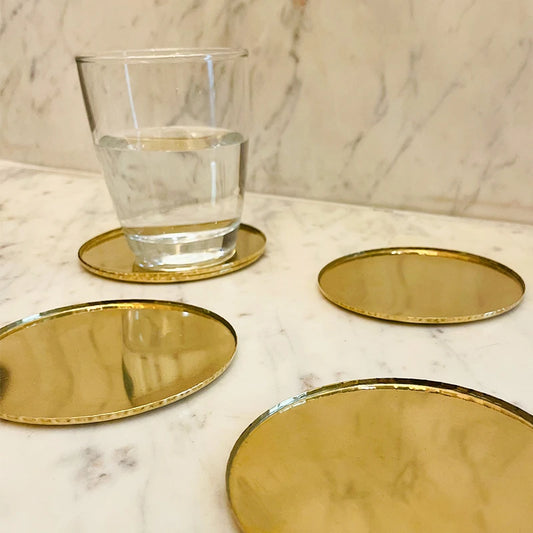 Brass Round Coasters | Tea Coaster Set | Brass Coaster for Dining Table