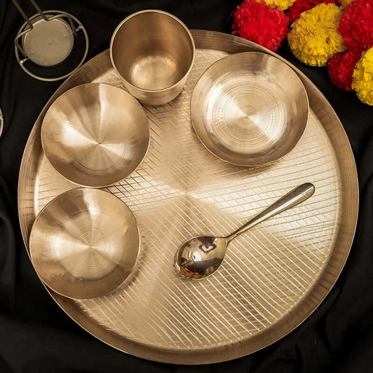 Kansa Dinner Set | Pure Kansa Thali Set of 6 | Bronze Dinner Set