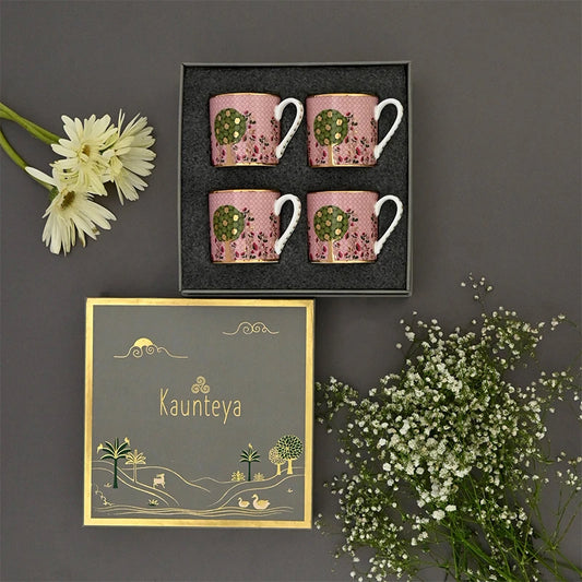 Pichwai Luxury Pink Tea Cup Set of 4