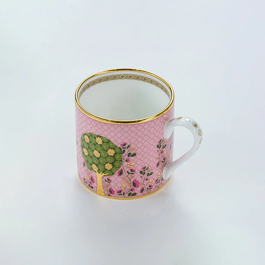 Pink tea mug with 24k gold finish