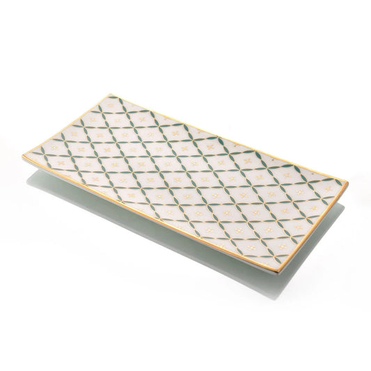Ceramic platter with 24k gold highlight