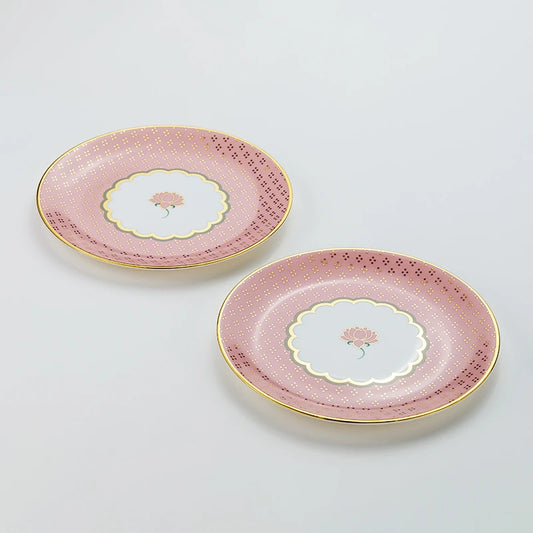 Premium snack plates with pink lotus design