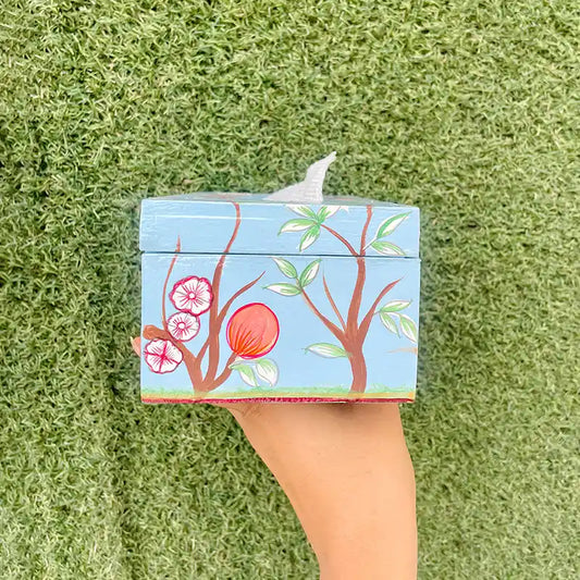 Bird Powder Blue Tissue Box Cover | Kitchen Tissue Holder