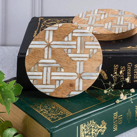 Perola Table Coaster Set of 4 | Semi-precious Coasters for Table Decor