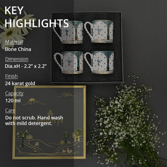 Key highlights of ceramic tea cups with 24k gold highlights 