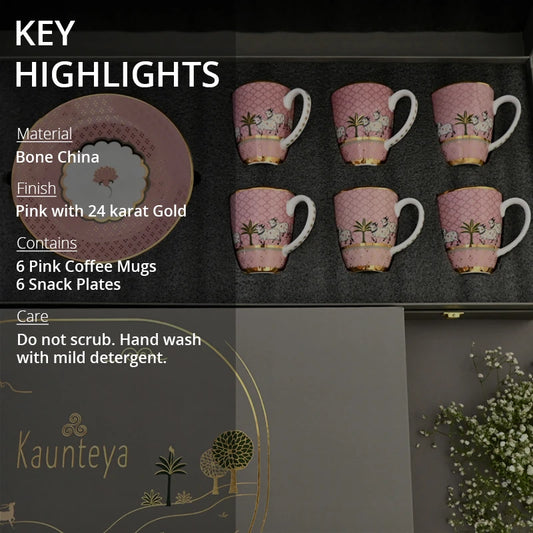 Key highlights of ceramic coffee mug and serving plates