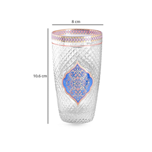 Dimension of persian motif glass tumbler