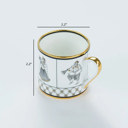 Dimension of white ceramic tea cup