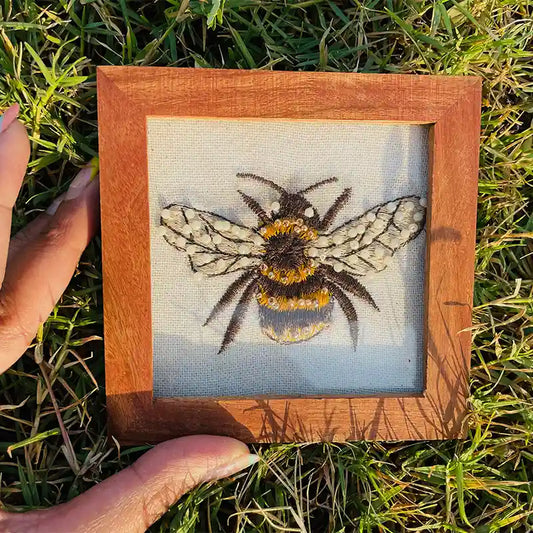 Embroidered Wooden Tea Coaster for Drinks