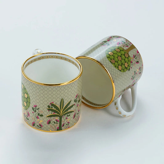 Pichwai - Green Premium Tea Cup Set of 2 | Tea Cups With 24k Gold Finish