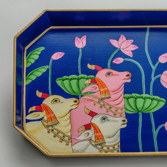 Hand painted large serving tray