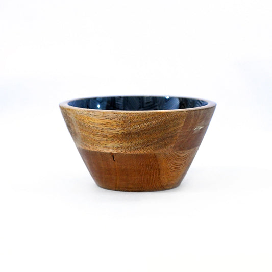 Black And White Stripes Wooden Mixing Bowl