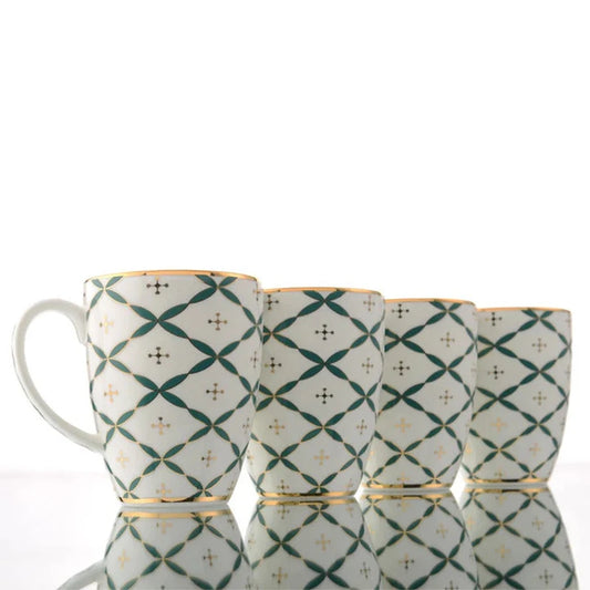 symmetrical designs painted on coffee mugs