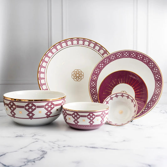 Porcelain dinnerware on table