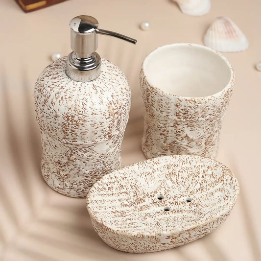 Pebble Patina Ceramic Bath set with Brown Finish 80-096-10-14-18