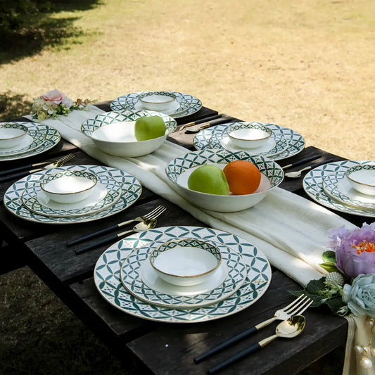 24k Gold Plated Ceramic Dinner Set | Jyamiti Dinnerware Set - 20 Pcs
