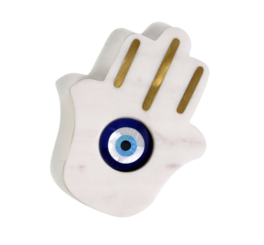 Marble Candle Holder Hamsa Evil Eye