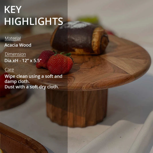Features of Vienna Acacia Wood Cake Stand