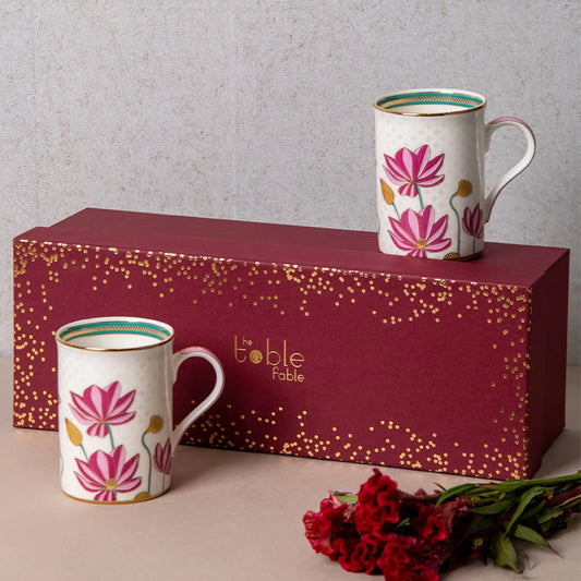 Kanwal Bone China Mugs | Designer Coffee Mugs Set of 2 (300ml)