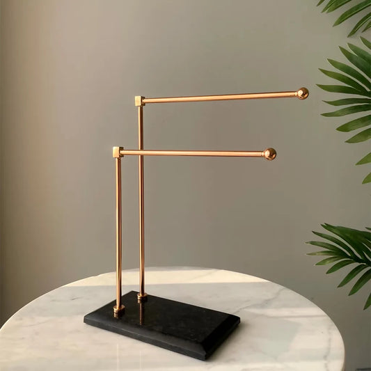 Melrose Hand Towel Stand - Black & Rose Gold