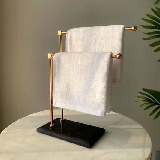 Melrose Hand Towel Stand - Black & Rose Gold