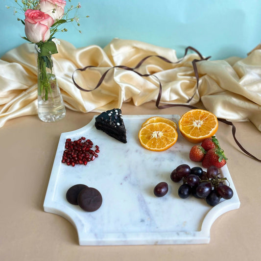 Natural White Marble Serving Platter 12 inches Octagon Shape Kitchen Dining Table Decoration Cake Fruit Party Platter