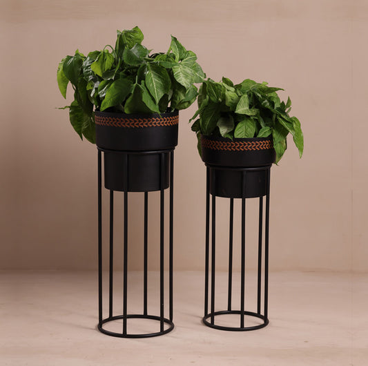 Black Weave Planters Set of 2