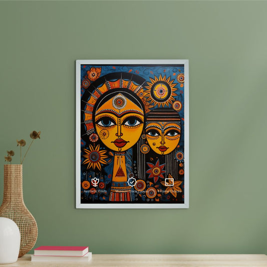 Mother-Son Eyes: Artisan Canvas Wall Decor Abstract