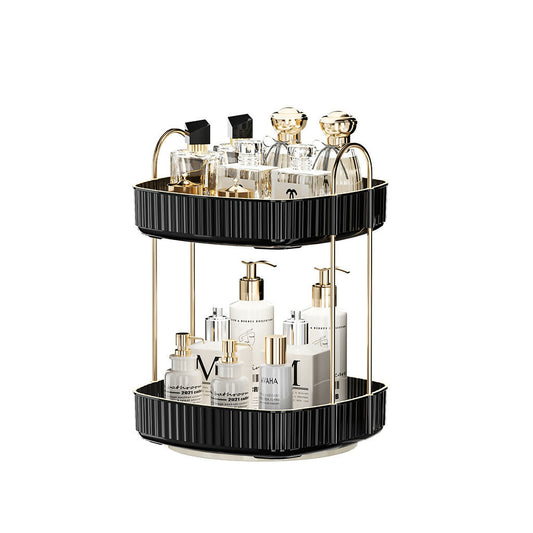 Rotating makeup organizer of two tier