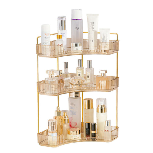 Three Tier Corner Cosmetic Storage Rack - Amber