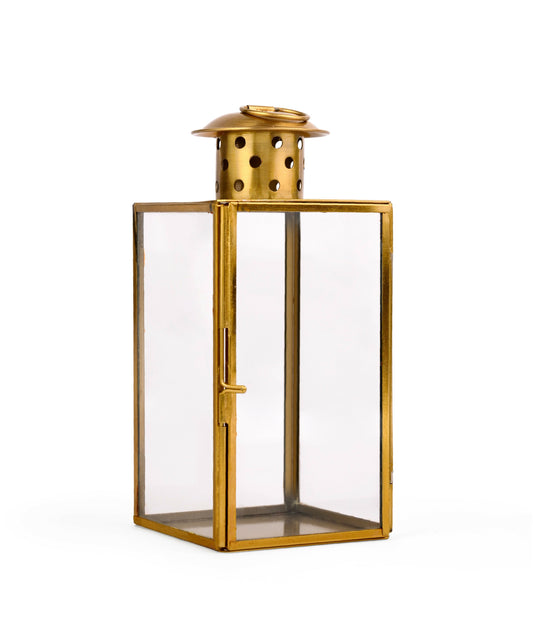 Glass & Brass Lantern Elegant Home Decor Accent Perfect for Ambiance Lighting, Parties, and Outdoor Gatherings | Handcrafted Quality