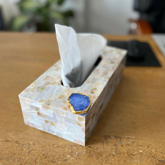 Mother of Pearl Tissue Box Holder for Dining Table Napkin Holder Tissue Paper Case Dispenser Facial Tissue Holder for Home Office
