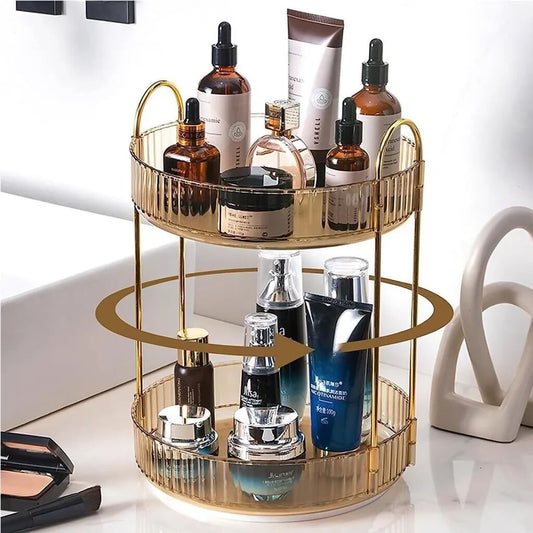 Two Tier Rotating Makeup Organiser - Amber