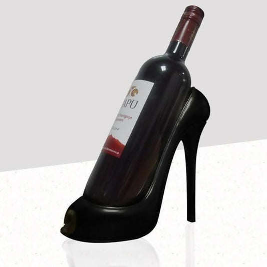 Stiletto Bottle Holder Wine Rack Creative High Heel Shoe Design Tabletop Free Standing Wine Storage Holders Stand (Black)