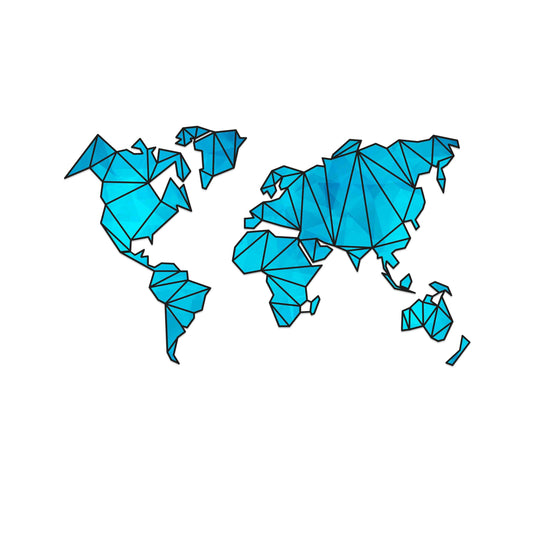 Blue color World Map Wall Art