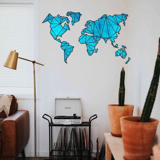 Blue colored World Map Wall Decor