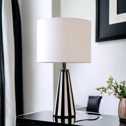 Black & White Resin Table Lamp 