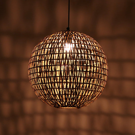 Orion Round Pendant Light by Home Blitz | Handwoven Metal Hanging Lamp | Home Decor Light