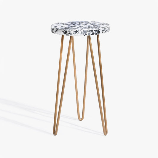 White Speckled Side Table outdoor
