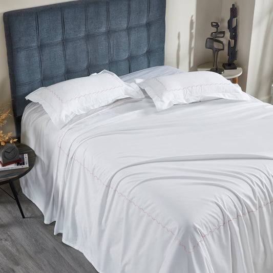 Pink Embroidered Double bedsheet