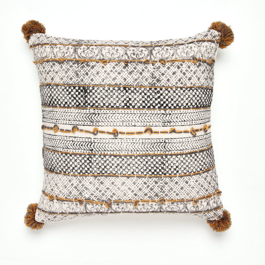 Cushion Cover with Embroidery and Tassles