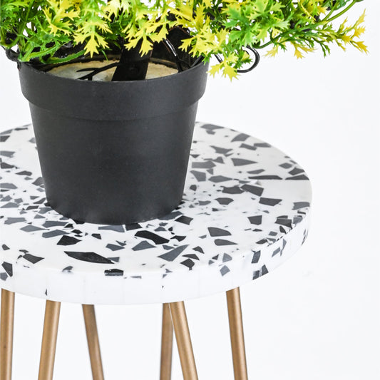 White Speckled Wooden Plant Stand for Balcony