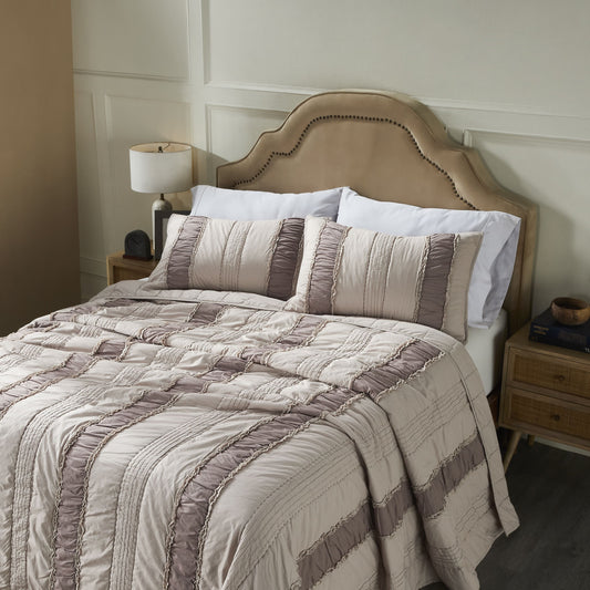 Grey cotton bedspread, pillow cover set