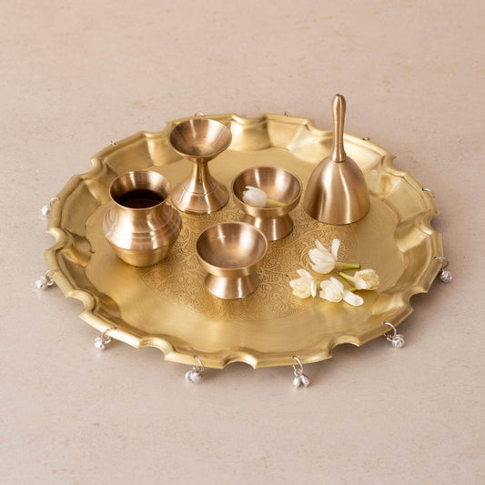 Ghunghroo Brass Pooja Thali Set | Puja Thali for Diwali | Festive Gift