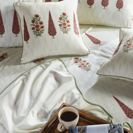 Azalea Block-Printed Bed Sheet Set