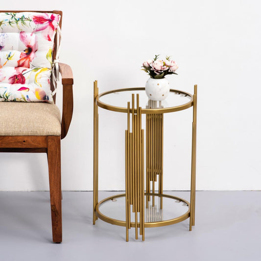 Piper Gold Side Table with Storage