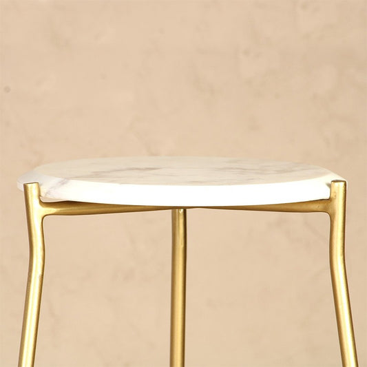 Marble top with gold finish metal base 