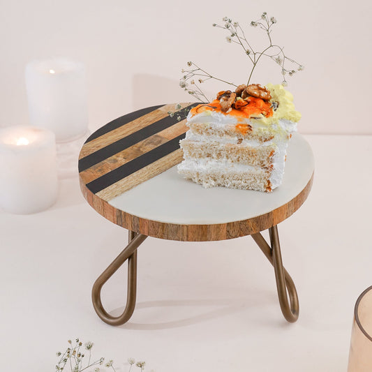 Colourblock Resin and Wood Cake Stand | Wedding Cake Stand Set of 2