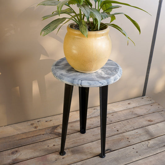 Monochrome Perfection Metal and Marble Side Table